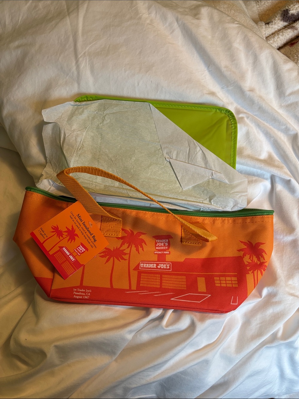 Trader Joe's Mini Insulated Cooler Bag - Orange & Lime